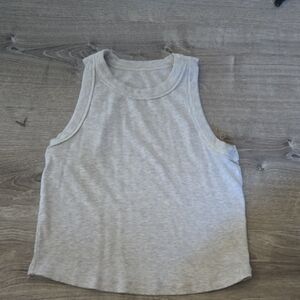 Gray Sleeveless Ribbed Tank Top